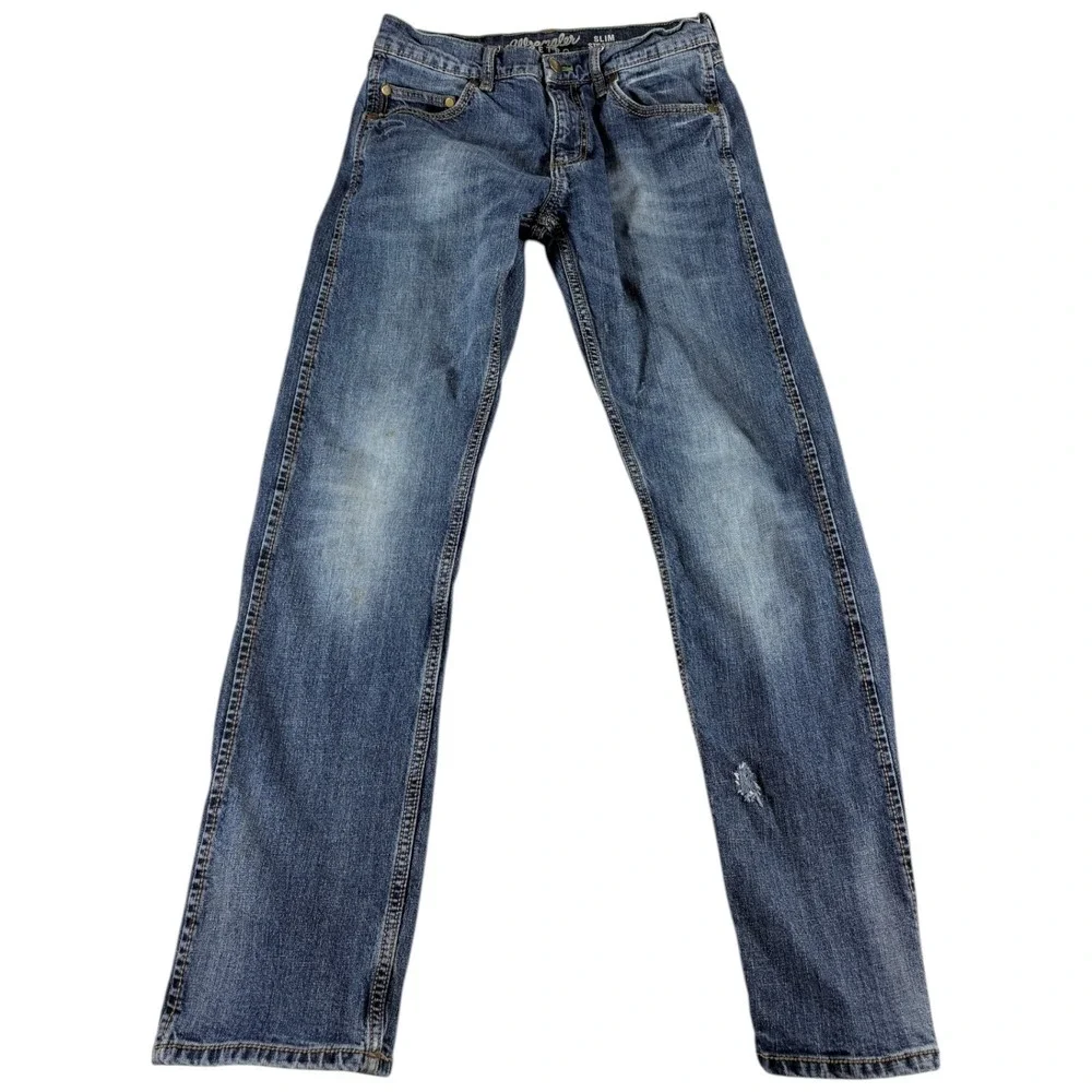 Wrangler‎ Retro Slim Fit Straight Leg Jeans Mens 31x32 Blue Cotton Medium Wash